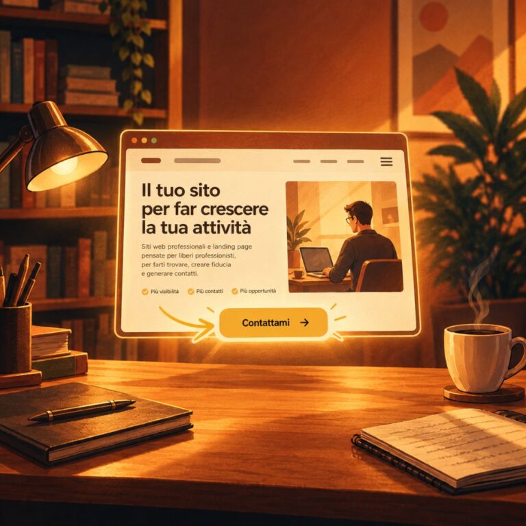 Illustrazione di una landing page per liberi professionisti pensata per generare contatti