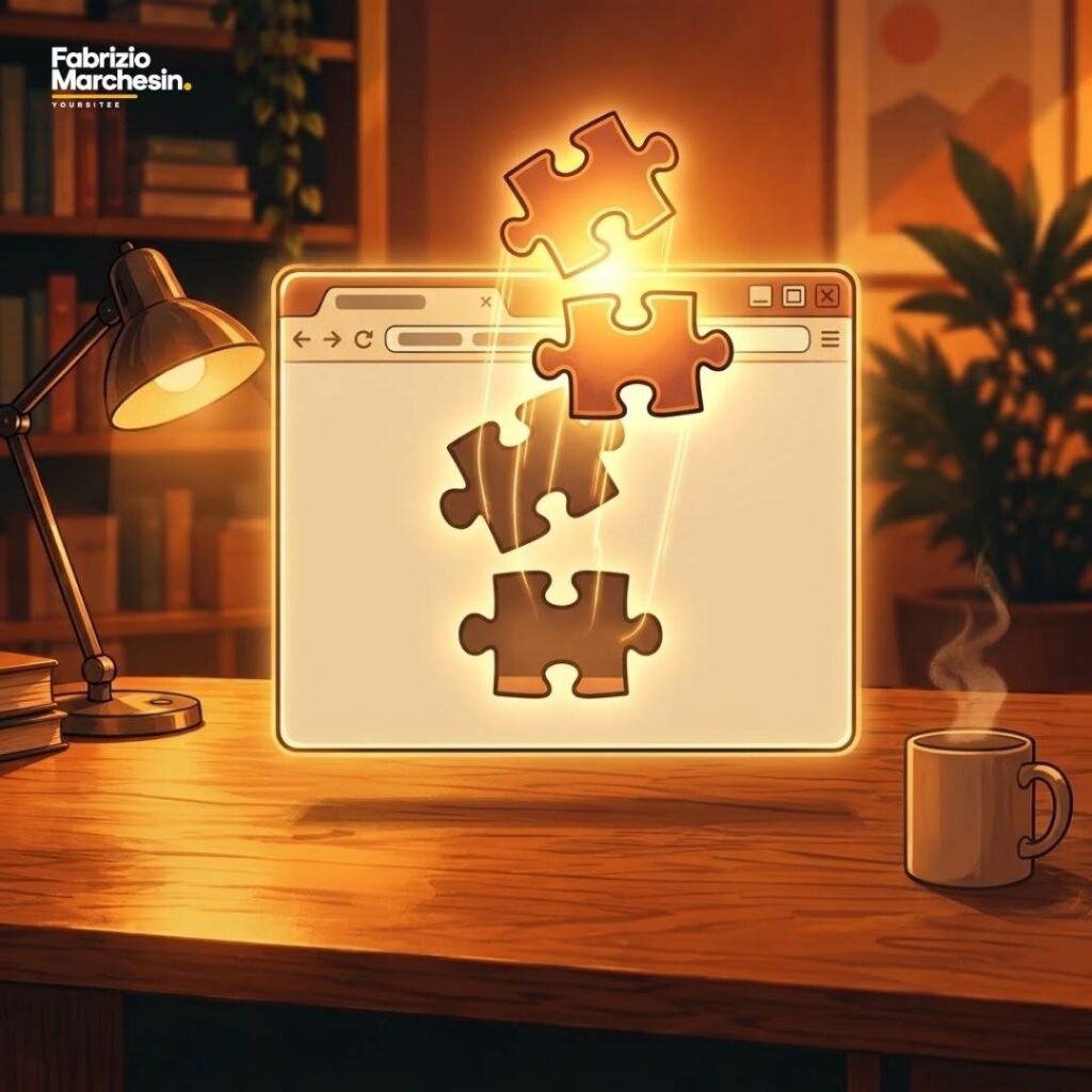 Riquadro browser con tassello su misura per l'attività, illustrazione per servizi di web design per PMI e professionisti