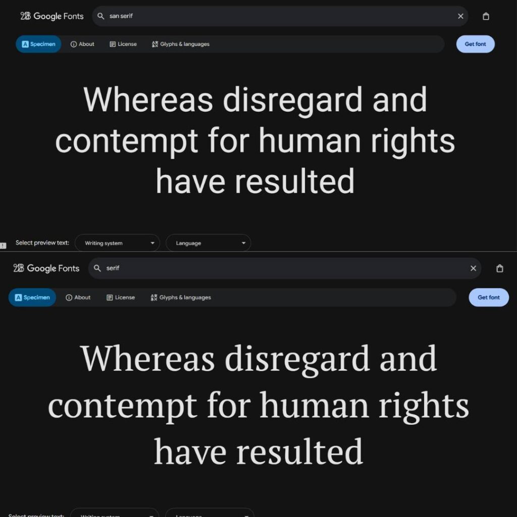 confronto-font-serif-sans-serif Confronto tra font serif e sans serif su Google Fonts, come scegliere il font giusto per il sito della tua attività